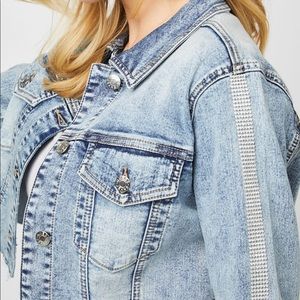 Guess rhinestone crop Jean jacket